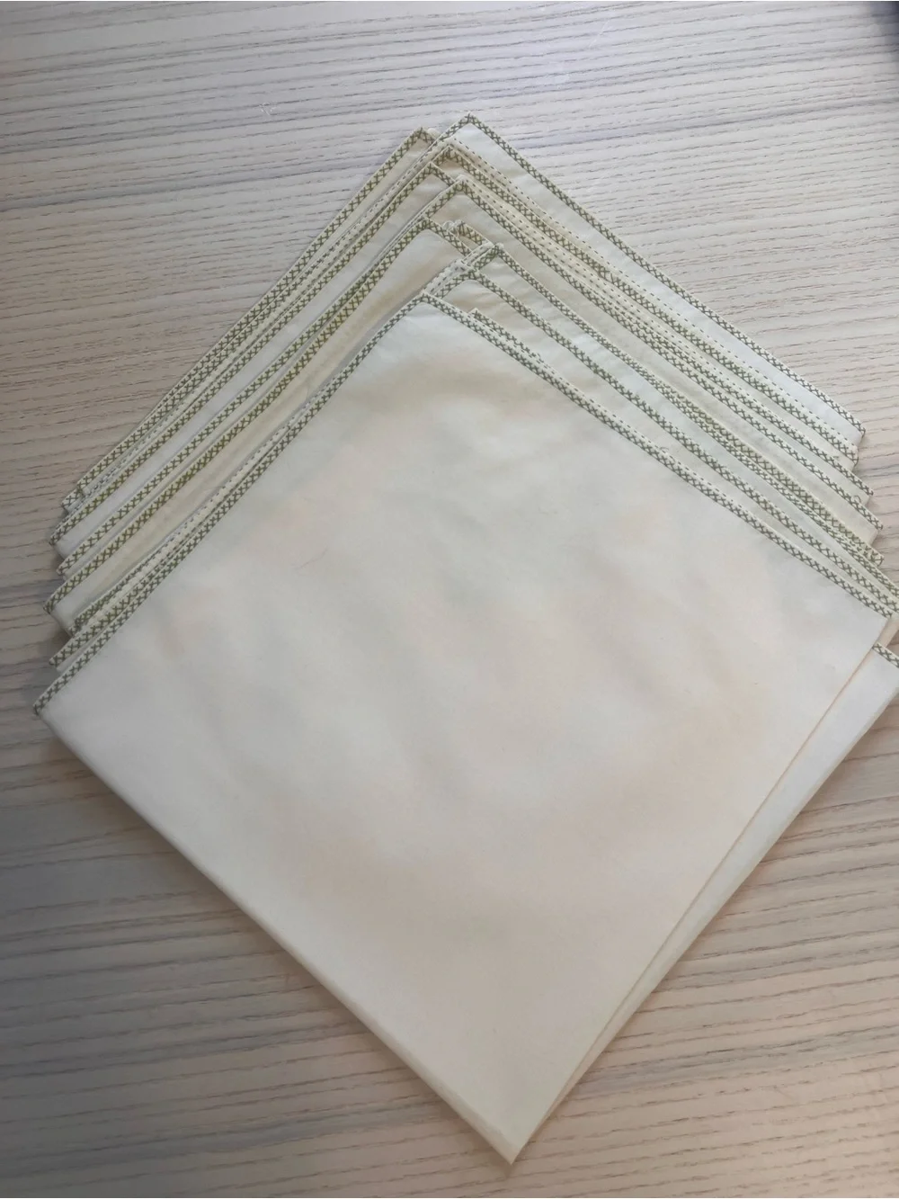 Set of 8 Vintage Ivory Floral Embroidered Cloth Napkins Cottagecore Wedding